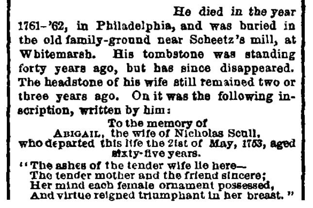 An article about Abigail Scull, Sunday Dispatch newspaper article 16 May 1875