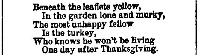 An article about Thanksgiving, Abbeville Press and Banner newspaper article 21 November 1883