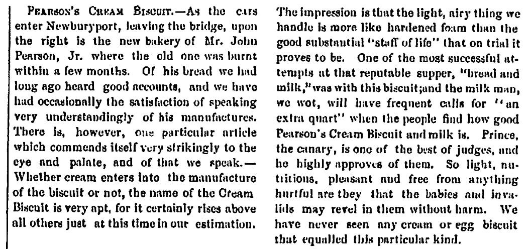 An article about Pearson's bakery, Portsmouth Journal of Literature and Politics newspaper article 10 July 1869