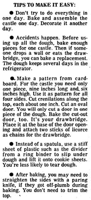 Tips for building a gingerbread house, Boston Herald newspaper article 8 December 1977