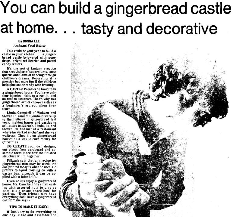 A recipe for a gingerbread house, Boston Herald newspaper article 8 December 1977