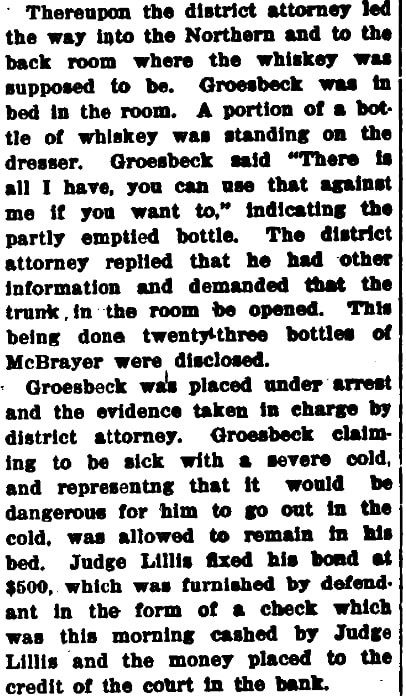 An article about the raid of a bootlegger in Las Vegas, Las Vegas Age newspaper article 3 January 1920