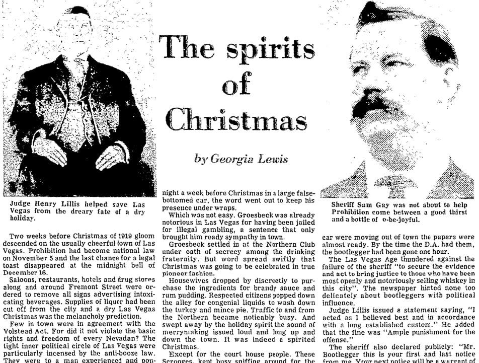An article about Las Vegas during Prohibition, Las Vegas Review-Journal newspaper article 21 December 1975