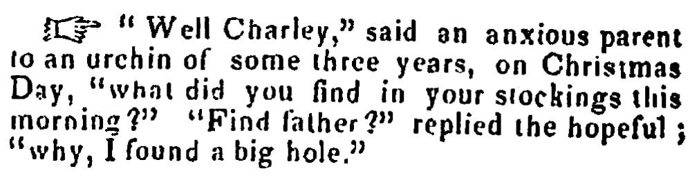 Christmas humor, Mississippi Free Trader newspaper article 13 March 1850