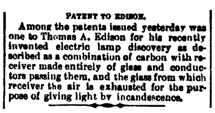 An article about Thomas Edison, Cincinnati Daily Star newspaper article 28 January 1880