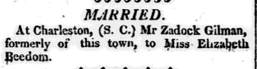 An article about Zadock Gilman, Hallowell Gazette newspaper article 5 June 1816