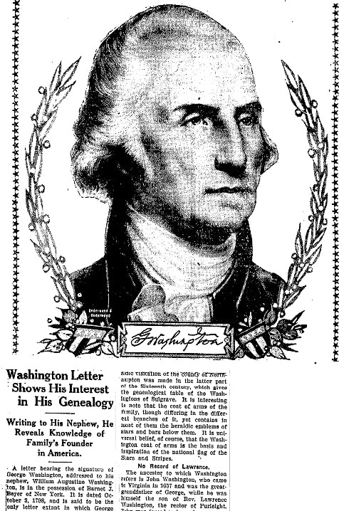 An article about George Washington, National Labor Tribune newspaper article 16 February 1928