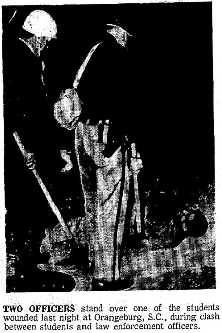 An article about the Orangeburg Massacre, San Antonio Light newspaper article 9 February 1968