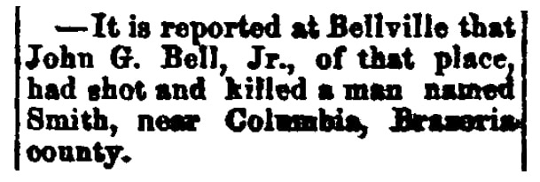 An article about John G. Bell Jr., Southern Banner newspaper article 1 May 1884