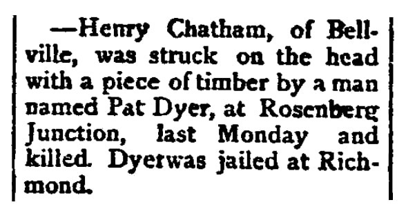 An article about Henry Chatham, Southern Banner newspaper article 20 October 1881