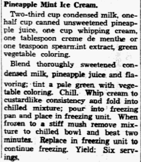 Ice cream recipe, Dallas Morning News (Dallas, Texas), 10 March 1939