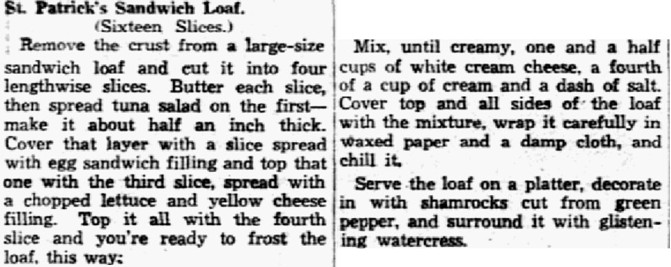 Sandwich recipe, Dallas Morning News (Dallas, Texas), 10 March 1939