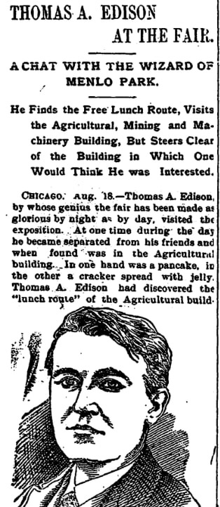 An article about the 1893 Chicago World's Fair, Morning Star newspaper article 18 August 1893
