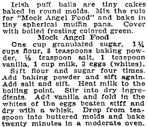 Cake recipe, Patriot newspaper article 10 March 1922