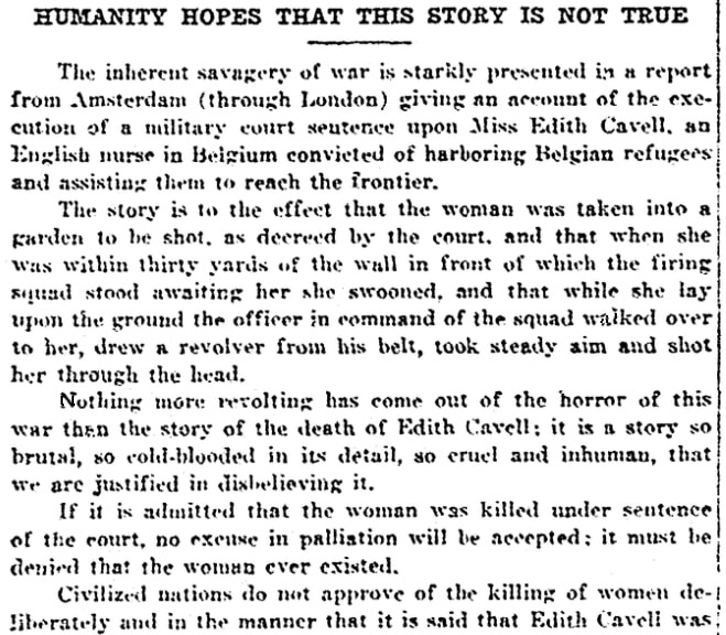 An article about Edith Cavell, 