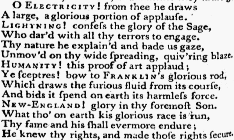 An article about Benjamin Franklin, Federal Gazette newspaper article 21 April 1790