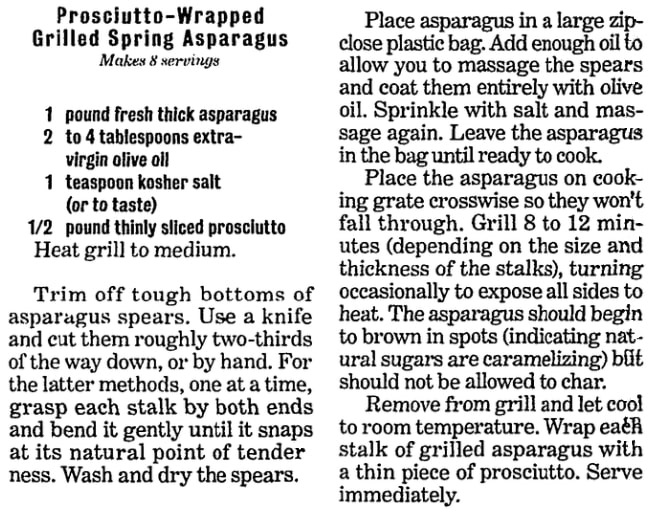 An asparagus recipe, Times-Picayune newspaper article 29 March 2012