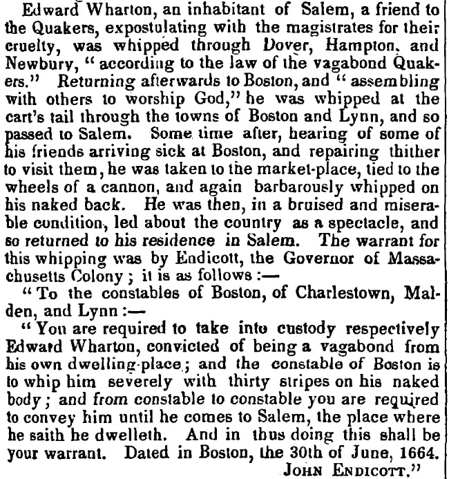 An article about Edward Wharton, Boston Investigator newspaper article 17 November 1852