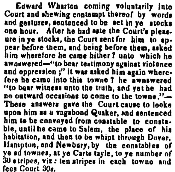 An article about Edward Wharton's punishment, Newburyport Herald newspaper article 27 June 1837