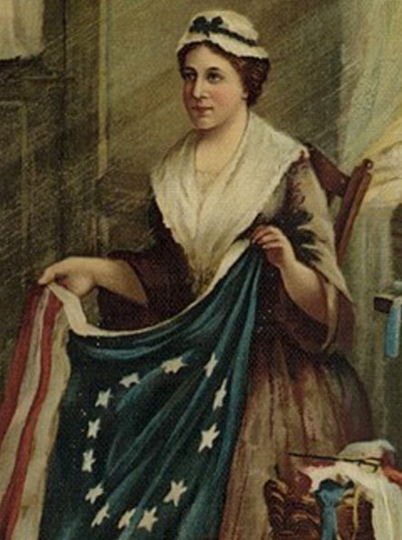 Illustration: posthumous depiction of Betsy Ross, by Charles H. Weisgerber, 1893