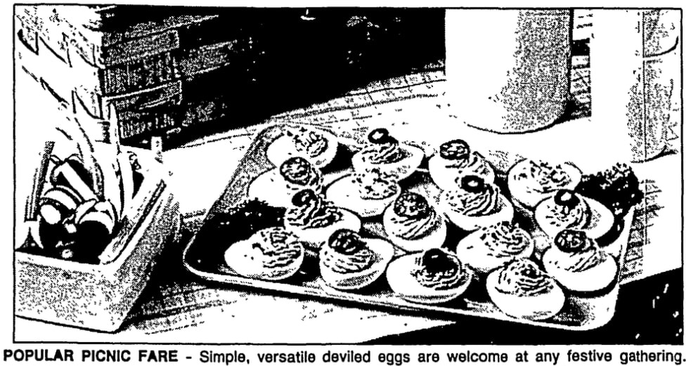 A photo of deviled eggs, Las Vegas Review-Journal newspaper article 13 July 1988