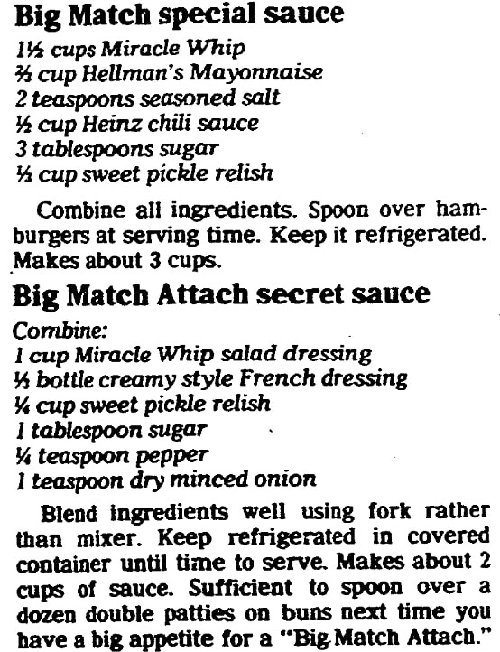 Recipes for hamburger sauce, State Journal-Register newspaper article 14 April 1982