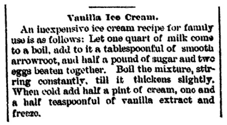 An article about ice cream, Muskegon Chronicle newspaper article 6 August 1889