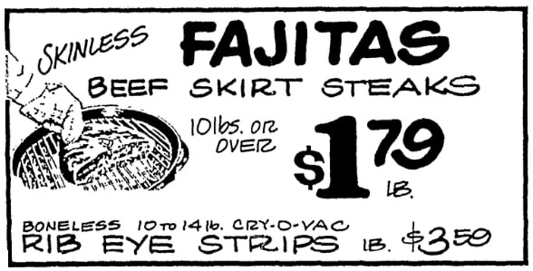 An article about fajitas, Corpus Christi Times newspaper article 12 July 1979