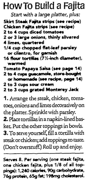 An article describing how to build a fajita, State Journal-Register newspaper article 24 June 2007