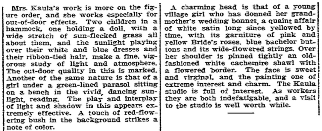 An article about Lee Kaula, Boston Herald newspaper article 28 November 1909