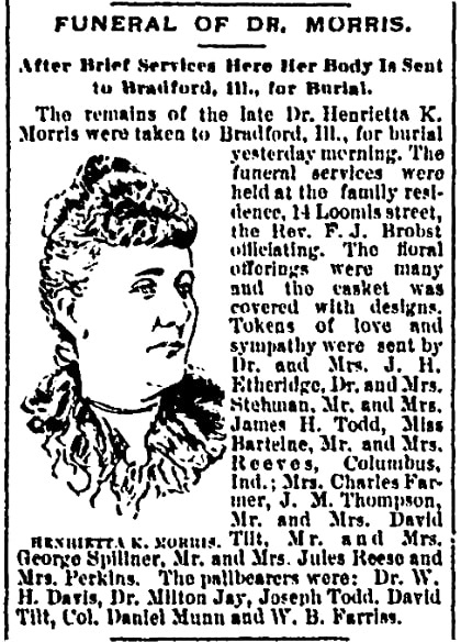 An article about Dr. Henrietta K. Morris, Chicago Record newspaper article 12 February 1896