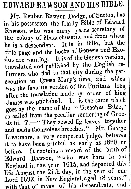 An article about Edward Rawson, Christian Witness and Church Advocate newspaper article 6 April 1860