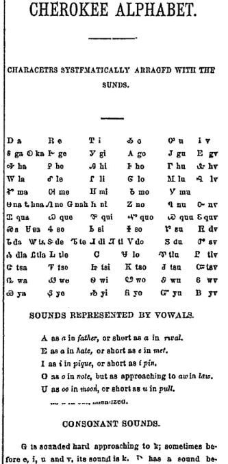 An article about the Cherokee alphabet, Cherokee Advocate newspaper article 27 May 1893