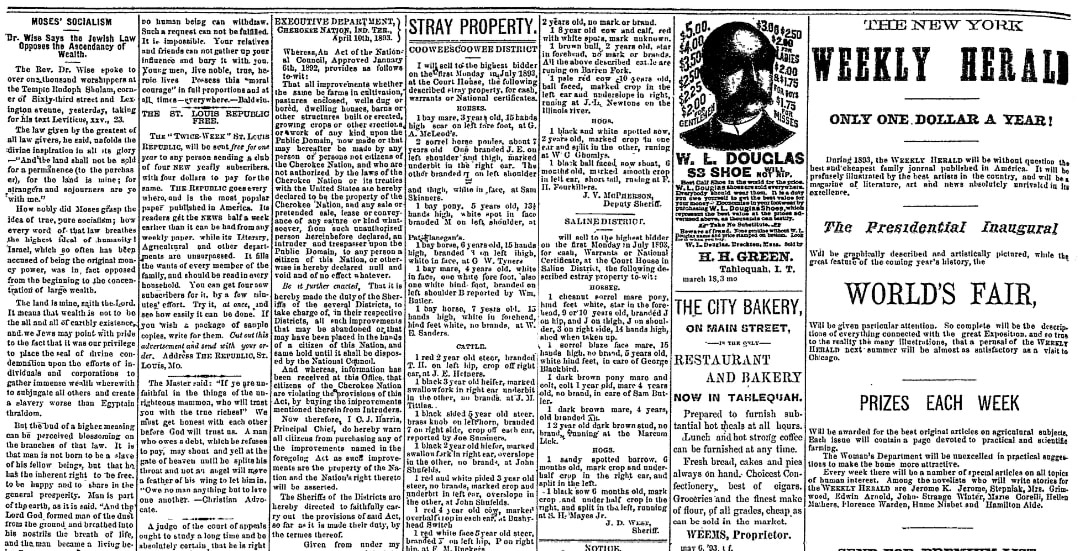 Cherokee Advocate (Tahlequah, Oklahoma), 27 May 1893, page 4