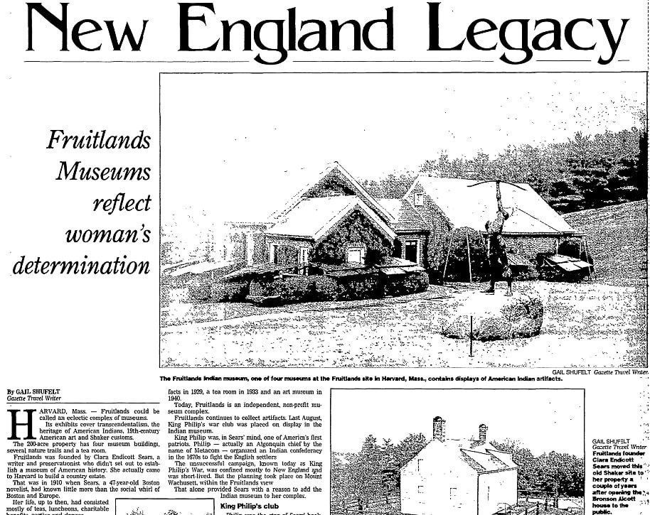 An article about Clara Endicott Sears, Daily Gazette newspaper article 23 June 1996