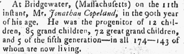 An article about Jonathan Copeland, Pennsylvania Mercury and Universal Advertiser newspaper article 30 September 1790