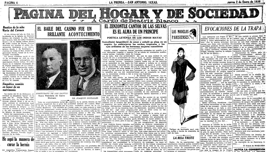 La Prensa (San Antonio, Texas), 2 January 1930, page 4