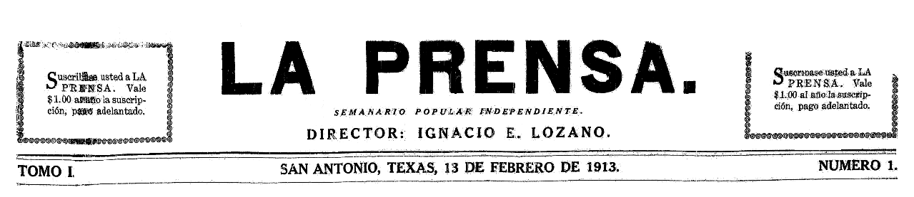 La Prensa (San Antonio, Texas), 13 February 1913, page 1