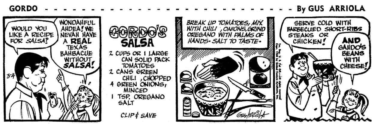 A comic strip about salsa, San Francisco Chronicle newspaper article 4 March 1960