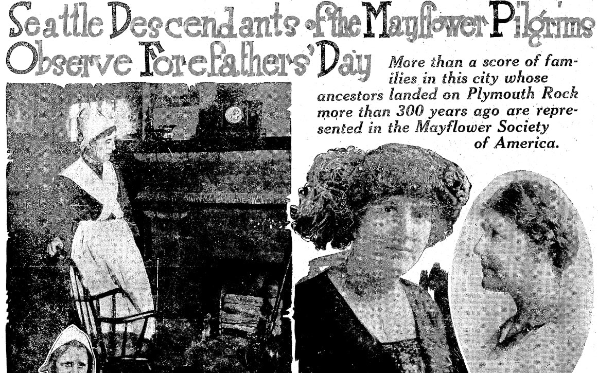 An article about Mayflower descendants, Seattle Daily Times newspaper article 24 December 1922