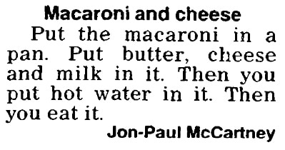 A recipe for macaroni and cheese, Arkansas Democrat newspaper article 12 February 1990
