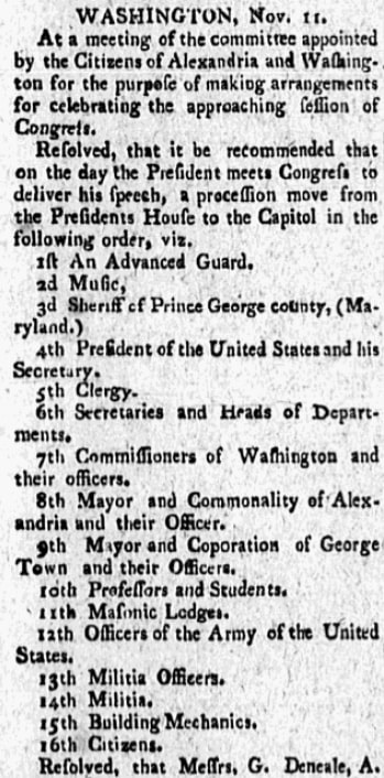 An article about the U.S. Capitol, Gazette of the United States newspaper article 17 November 1800