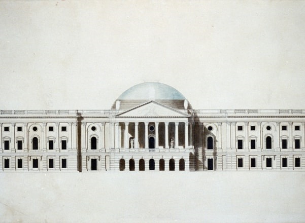 Illustration: the winning design for the U.S. Capitol, submitted by William Thornton, c. 1796. Credit: Library of Congress, Prints and Photographs Division.