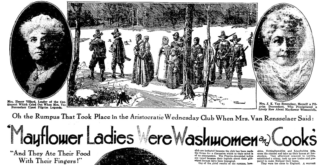 An article about Mayflower descendants, San Diego Union newspaper article 16 July 1922