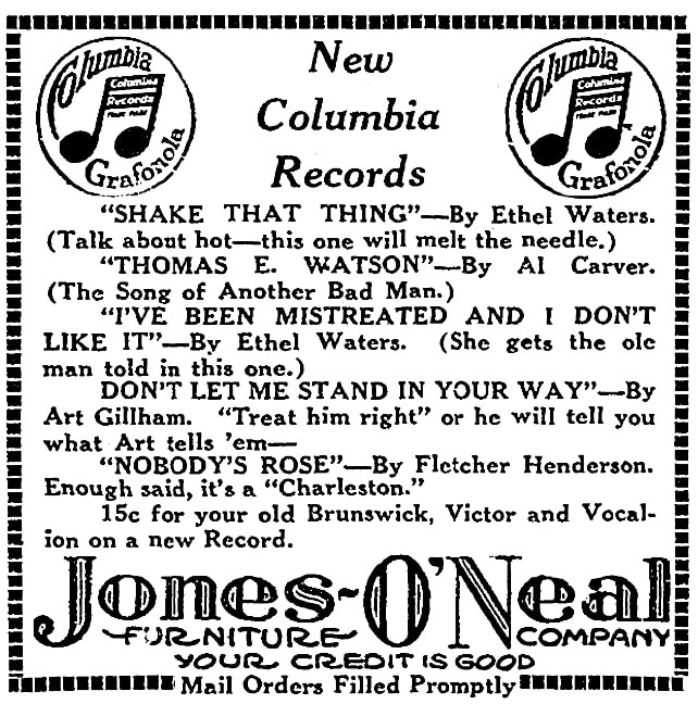 An ad for records, Beaumont Enterprise newspaper article 14 February 1926