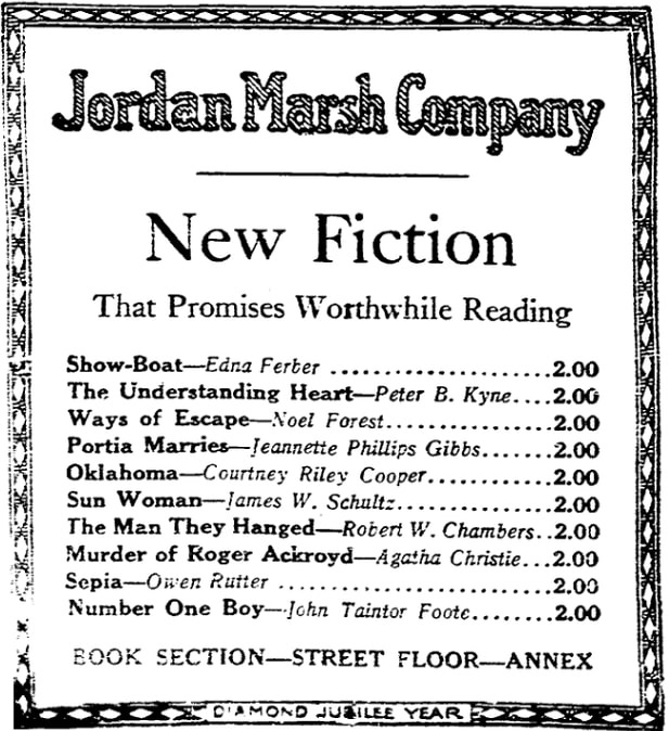 An ad for books, Boston Herald newspaper article 26 August 1926