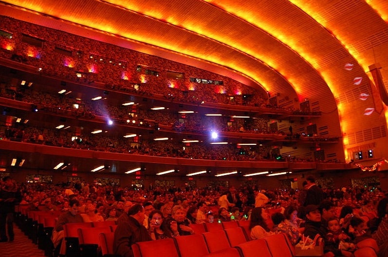 Photo: Radio City Music Hall, view of mezzanine balconies from orchestra seating