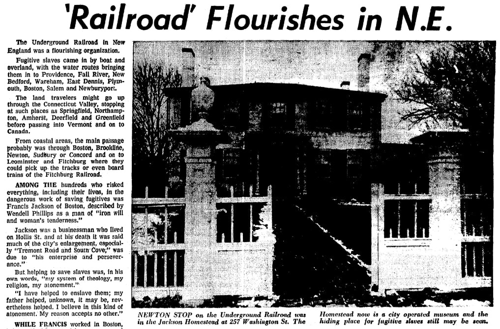 An article about the Underground Railroad, Boston Herald newspaper article 3 March 1971
