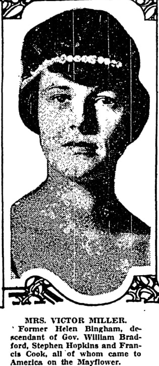 An article about Mrs. Victor Miller, a Mayflower descendant, Denver Post newspaper arlticle 5 January 1930