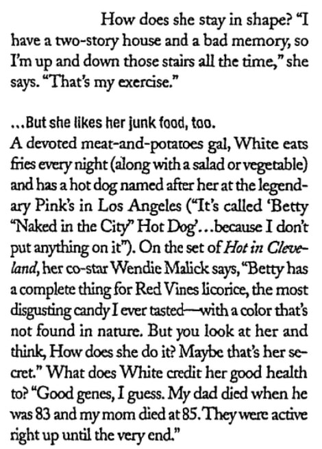An anecdote about Betty White, Sarasota Herald-Tribune newspaper article 31 October 2010
